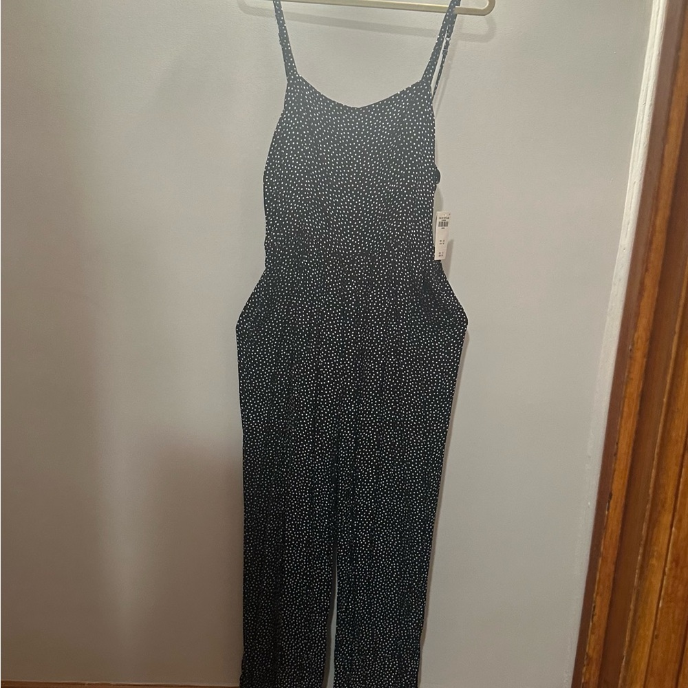 Abercrombie & Fitch Women's Navy & White polka dot Jumpsuit size L NWT